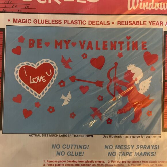 Vintage Stik-EES Decals Window Clings VALENTINE’S DAY - VINTAGE - NEW UNOPENED! - Picture 2 of 9
